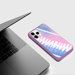 Чехол iPhone 11 Pro матовый Полоски в стиле тай дай, цвет: 3D-фиолетовый — фото 2