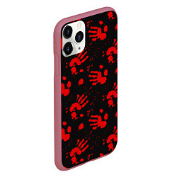 Чехол iPhone 11 Pro матовый Blood hands паттерн, цвет: 3D-малиновый — фото 2