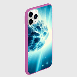 Чехол iPhone 11 Pro матовый Неоновая комета - нейросеть, цвет: 3D-фиолетовый — фото 2