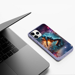 Чехол iPhone 11 Pro матовый Космонавт в открытом космосе - нейросеть, цвет: 3D-светло-сиреневый — фото 2