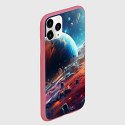 Чехол iPhone 11 Pro матовый Космос фантастическая планета, цвет: 3D-малиновый — фото 2
