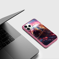 Чехол iPhone 11 Pro матовый Объемный космос и планеты, цвет: 3D-малиновый — фото 2