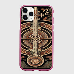 Чехол iPhone 11 Pro матовый Символика славянской мифологии, цвет: 3D-малиновый