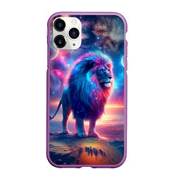 Чехол iPhone 11 Pro матовый Space lion - ai art fantasy, цвет: 3D-фиолетовый