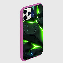 Чехол iPhone 11 Pro матовый Яркий неоновый свет из разлома плит, цвет: 3D-фиолетовый — фото 2