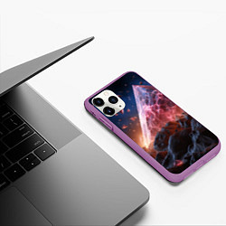 Чехол iPhone 11 Pro матовый Абстрактная пирамида космическая, цвет: 3D-фиолетовый — фото 2