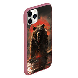 Чехол iPhone 11 Pro матовый Russian angry bear, цвет: 3D-малиновый — фото 2