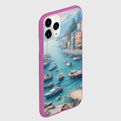 Чехол iPhone 11 Pro матовый Гавань с лодками, цвет: 3D-фиолетовый — фото 2