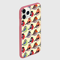 Чехол iPhone 11 Pro матовый Веселые птички, цвет: 3D-малиновый — фото 2