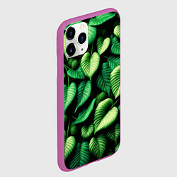 Чехол iPhone 11 Pro матовый Зеленые листья и мох, цвет: 3D-фиолетовый — фото 2