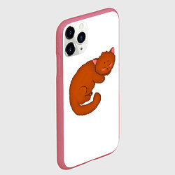 Чехол iPhone 11 Pro матовый Рыжий спящий котик в стиле аниме, цвет: 3D-малиновый — фото 2
