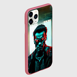 Чехол iPhone 11 Pro матовый Киберпанк портрет терминатора, цвет: 3D-малиновый — фото 2