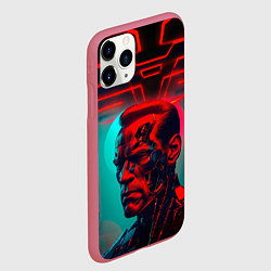 Чехол iPhone 11 Pro матовый Терминатор в красном свечении, цвет: 3D-малиновый — фото 2