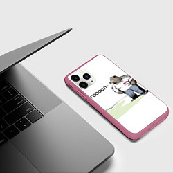 Чехол iPhone 11 Pro матовый Медведь: гооол, цвет: 3D-малиновый — фото 2