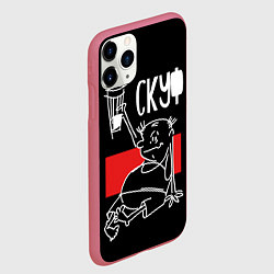 Чехол iPhone 11 Pro матовый Скуф поднимает тост, цвет: 3D-малиновый — фото 2
