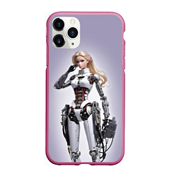 Чехол iPhone 11 Pro матовый Barbie cyberpunk - ai art fantasy, цвет: 3D-малиновый