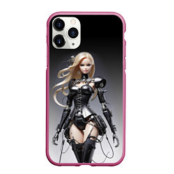 Чехол iPhone 11 Pro матовый Cyber Barbie - fantasy cyberpunk ai art, цвет: 3D-малиновый