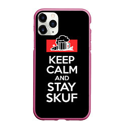 Чехол iPhone 11 Pro матовый Keep calm and stay skuf, цвет: 3D-малиновый