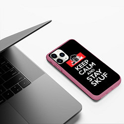 Чехол iPhone 11 Pro матовый Keep calm and stay skuf, цвет: 3D-малиновый — фото 2