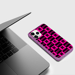 Чехол iPhone 11 Pro матовый BTS pattern pink logo, цвет: 3D-фиолетовый — фото 2