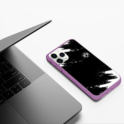 Чехол iPhone 11 Pro матовый Borussia краски чёрно белый, цвет: 3D-фиолетовый — фото 2