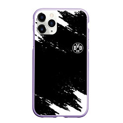 Чехол iPhone 11 Pro матовый Borussia краски чёрно белый, цвет: 3D-светло-сиреневый