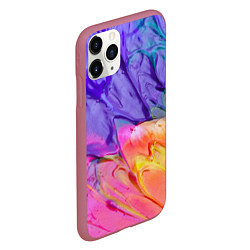 Чехол iPhone 11 Pro матовый Красочные разводы гуашью, цвет: 3D-малиновый — фото 2