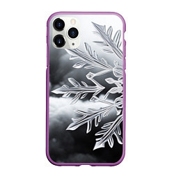 Чехол iPhone 11 Pro матовый Чено-белая снежинка, цвет: 3D-фиолетовый