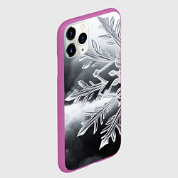 Чехол iPhone 11 Pro матовый Чено-белая снежинка, цвет: 3D-фиолетовый — фото 2