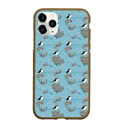 Чехол iPhone 11 Pro матовый Маленькие птицы на скалах