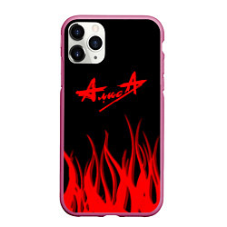 Чехол iPhone 11 Pro матовый Алиса огненный стиль, цвет: 3D-малиновый
