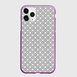 Чехол iPhone 11 Pro матовый Черный геометрический узор на белом фоне, цвет: 3D-фиолетовый