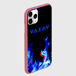 Чехол iPhone 11 Pro матовый The Witcher fire logo glitch, цвет: 3D-малиновый — фото 2