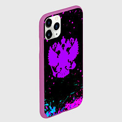 Чехол iPhone 11 Pro матовый Герб в стиле киберпанк краски, цвет: 3D-фиолетовый — фото 2