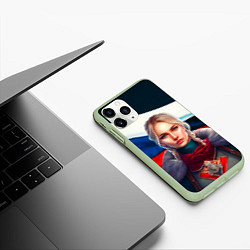 Чехол iPhone 11 Pro матовый Блондинка с косами - флаг России, цвет: 3D-салатовый — фото 2