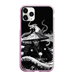 Чехол iPhone 11 Pro матовый Воин призрак-самурай и монстр со щупальцами, цвет: 3D-розовый