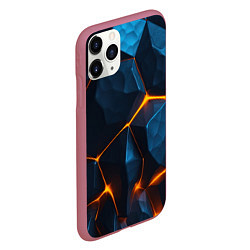 Чехол iPhone 11 Pro матовый Разлом плит с оранжевым свечением, цвет: 3D-малиновый — фото 2