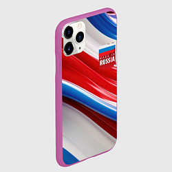 Чехол iPhone 11 Pro матовый Герб России на абстрактном фоне, цвет: 3D-фиолетовый — фото 2