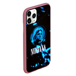 Чехол iPhone 11 Pro матовый Nirvana рок бенд краски, цвет: 3D-малиновый — фото 2