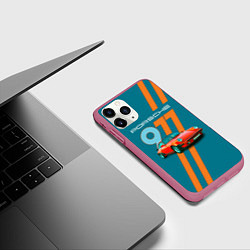 Чехол iPhone 11 Pro матовый Porsche 911 немецкий спорткар, цвет: 3D-малиновый — фото 2