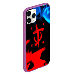 Чехол iPhone 11 Pro матовый Doom logo битва огней, цвет: 3D-фиолетовый — фото 2