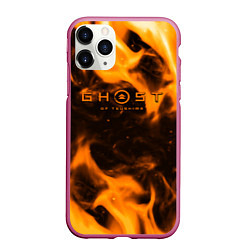 Чехол iPhone 11 Pro матовый Ghost of Tsushima шторм оранж, цвет: 3D-малиновый
