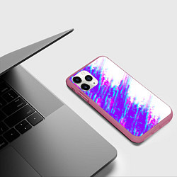 Чехол iPhone 11 Pro матовый Neon glitch, цвет: 3D-малиновый — фото 2