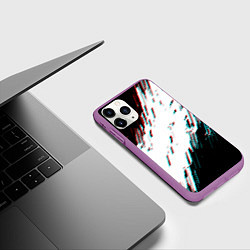 Чехол iPhone 11 Pro матовый Glitch effect, цвет: 3D-фиолетовый — фото 2