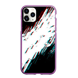 Чехол iPhone 11 Pro матовый Glitch effect, цвет: 3D-фиолетовый