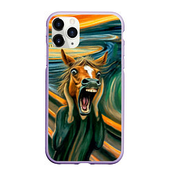 Чехол iPhone 11 Pro матовый Лошадь кричит на картине Эдварда Мунка, цвет: 3D-светло-сиреневый