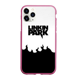 Чехол iPhone 11 Pro матовый Linkin park rock fire, цвет: 3D-малиновый