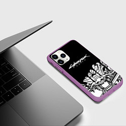 Чехол iPhone 11 Pro матовый Cyberpunk steel samurai, цвет: 3D-фиолетовый — фото 2