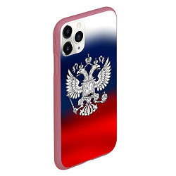 Чехол iPhone 11 Pro матовый Россия герб краски, цвет: 3D-малиновый — фото 2