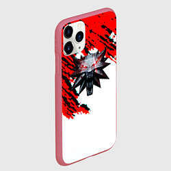 Чехол iPhone 11 Pro матовый Ведьмак лого стиль краски, цвет: 3D-малиновый — фото 2